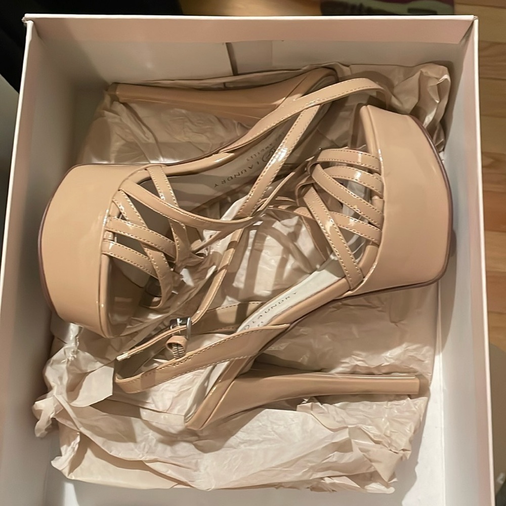 Nude platform heels